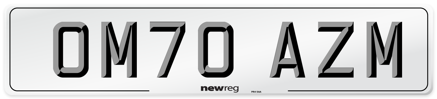 OM70 AZM Number Plate from New Reg